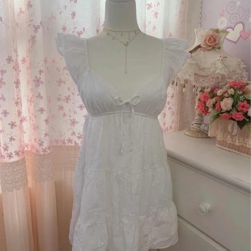 ASOS White Ruffle Sleeve Mini Dress